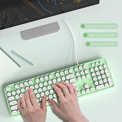 Retro-Inspired Full Size Typewriter Keyboard with Number Pad – Wired USB Keyboards for Windows 7, 8, 10, 11 | Enhance Your Typing Experience with Classic Charm and Modern Efficiency | Perfect for Home and Office Use