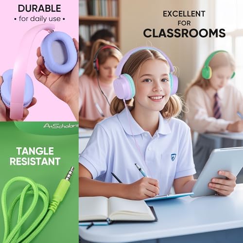 Vibrant Over-Ear Headphones for Kids – 5-Pack Foldable Wired Earphones with 3.5 mm Jack – Ideal Audio Solution for Classrooms, Travel, and Online Learning – Lightweight, Durable, and Engaging Colors for Young Learners