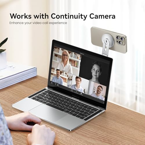 Magnetic Laptop Phone Holder with 15 W Fast Wireless Charging – Perfect Mag Safe Stand for i Phone 12-16 & All Smartphones, Ideal Tesla Accessory for Enhanced Mobility and Productivity