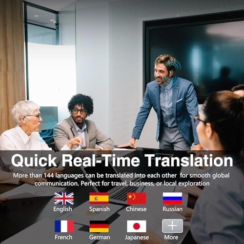 AI-Powered Translation Earbuds for Global Communication: Real-Time Language Converter with 144 Language Support, Bluetooth HD Audio for Travelers and Professionals, Ergonomic Design for All-Day Comfort, Seamlessly Compatible with i OS & Android Devices