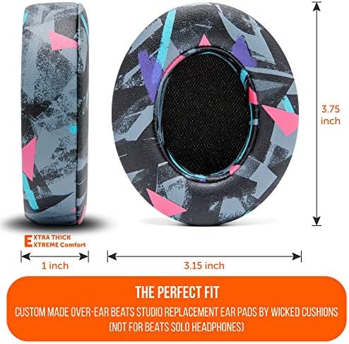 Upgrade Your Audio Experience with WC Wicked Cushions Replacement Ear Pads for Beats Studio 2 & 3 – Retro 90’s White | Luxurious PU Leather & Enhanced Foam for Optimal Sound Isolation | Perfectly Fits B0501 & B0500 Models | Not Compatible with Beats Solo | Enhanced Adhesive for Maximum Durability and Longevity