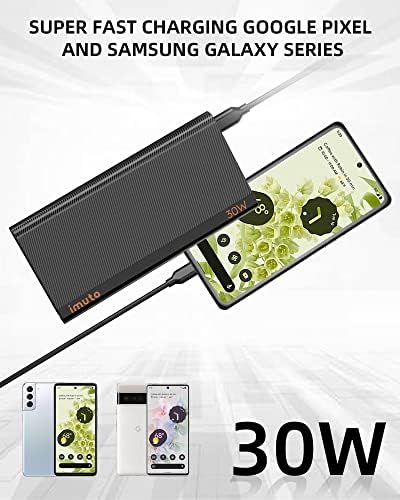 imuto 10,000 m Ah Ultra-Slim Power Bank – High-Speed 30 W USB-C Portable Charger for Travel – Universal Compatibility with i Phone 16/15/14/13/12, Samsung, Google, i Pad – Lightweight, Fast Charging Battery Pack with Safety Features