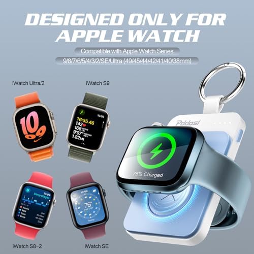 Compact Magnetic Apple Watch Charger Power Bank – 1500 m Ah Keychain Fast Charging Solution for All Models (Series 2-10, SE, Ultra) – Ultimate Portability and Enhanced Compatibility for On-the-Go Lifestyle