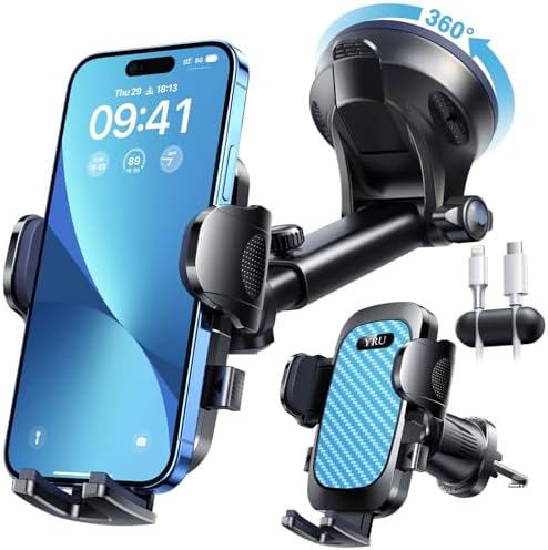 Revolutionary 360-Degree Military-Grade Car Phone Holder Mount – 2025 YRU Edition for i Phone 16, 15 Pro Max & Samsung – Unmatched Safety with 90+ lbs Capacity – Versatile Dashboard, Windshield, Vent Installation – Enhanced Viewing & Easy Access for Modern Drivers