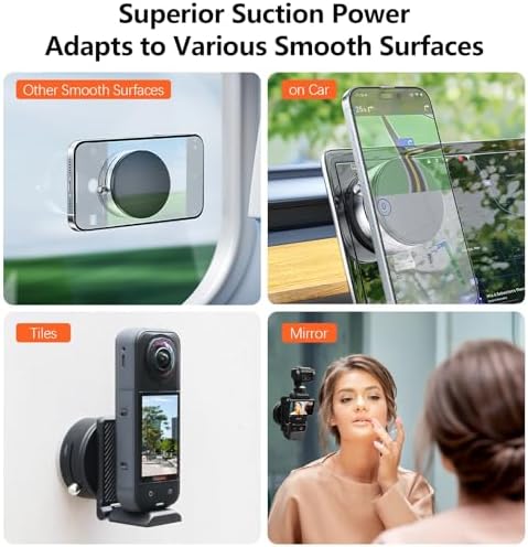 Ultra-Stable Magnetic Suction Cup Phone Mount for DJI Osmo Pocket 3 & Insta360 – Versatile Action Camera Holder for Smooth Surfaces with Lightweight Construction, Quick Setup, and Long-Lasting Durability for Outdoor Adventures