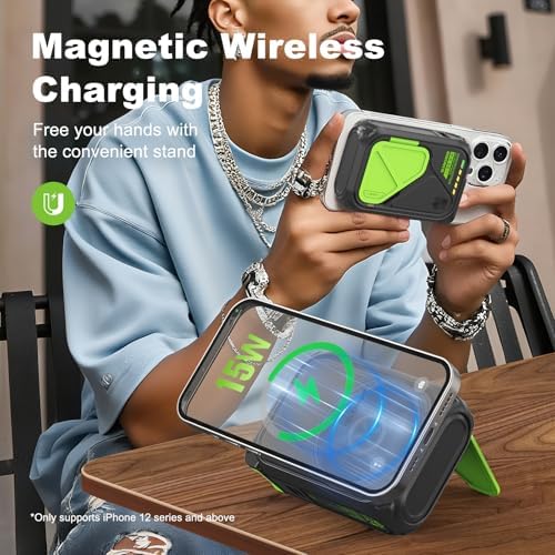 Compact Magnetic Power Bank – P05 Portable Charger with 10000 m Ah Capacity for Fast Wireless Charging, Built-in Cable & Foldable Plug – Perfect Travel Companion for i Phone, Samsung & Android Devices