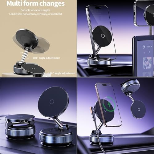 Elevate Your Driving Experience with the Mag Safe Wireless Car Charger and Adjustable Phone Holder – 360° Suction Cup Mount for i Phone 16/15/14/13/12 Series – Fast, Reliable Charging & Hands-Free Navigation for Modern Drivers – Durable Design for Ultimate Safety and Convenience