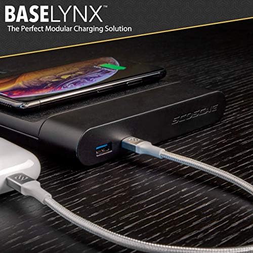 Scosche BLQP-XTSP Base Lynx Modular Qi-Certified Wireless Charging Hub – Fast, Customizable Charging Solution with Safety Features for Home and Office – Sleek Design for Effortless Device Powering and Enhanced Compatibility