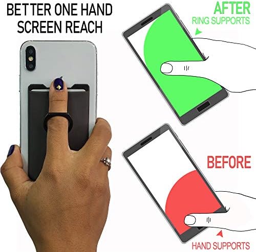 Gecko Universal Phone Ring Wallet – 360° Swivel Grip with Strong Adhesive for Credit Cards and Cash – Enhanced Stability and Comfort for Selfies, Videos, and Everyday Use – Compatible with All Cell Phone Models – Durable, Magnetic Mount Ready – Gray Finish – 90-Day Satisfaction Guarantee