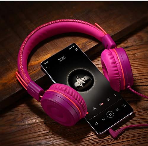 Vibrant Adjustable Purple M1 Kids Headphones – Lightweight Foldable On-Ear Stereo Headset with Tangle-Free 3.5 mm Jack for Engaging Audio Adventures – Perfect for Music, Movies, and Learning Activities – Durable Design for Young Listeners