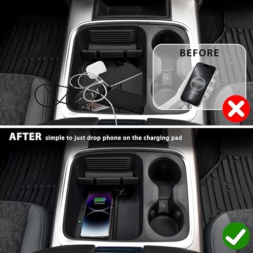 KEWISAUTO Premium Wireless Charger for Dodge Ram 1500 (2013-2015) & Ram 2500/3500 (2010-2015) – Effortless Qi Charging Pad for Center Console with Fast Charge Technology and Sleek Design – Perfect Accessory for Enhanced Connectivity and Convenience