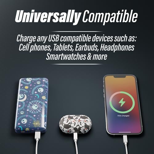 Tim Burton’s The Nightmare Before Christmas Jack Skellington 10,000 m Ah Portable Power Bank – Universally Compatible USB Charger for Phones & Tablets – Perfect Gift for NBC Enthusiasts – Fast Charging & Stylish Design for On-the-Go Power