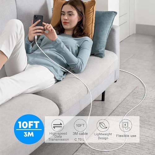 Enhanced Charging Trio: MFi Certified Fast Charger Pack for i Phone – 3 Quick Charging Blocks & 10 ft USB-C to Lightning Cable for Models 14, 13, 12, 11, X – Unmatched Speed and Versatility for Seamless Power Solutions