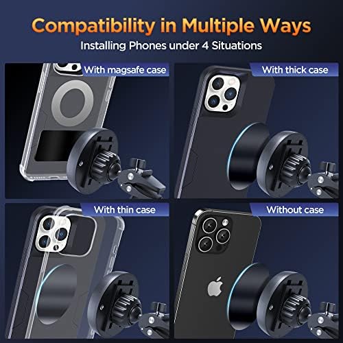 Ultimate IPOW Magnetic Car Phone Mount – Upgraded Alligator Clip Design for Unmatched Stability | Strong Magnet for i Phone 14, 13, 12 Pro Max & Samsung Galaxy | Universal Smartphone Compatibility | Effortless One-Handed Operation & Adjustable Vent Clip for Enhanced Viewing Experience