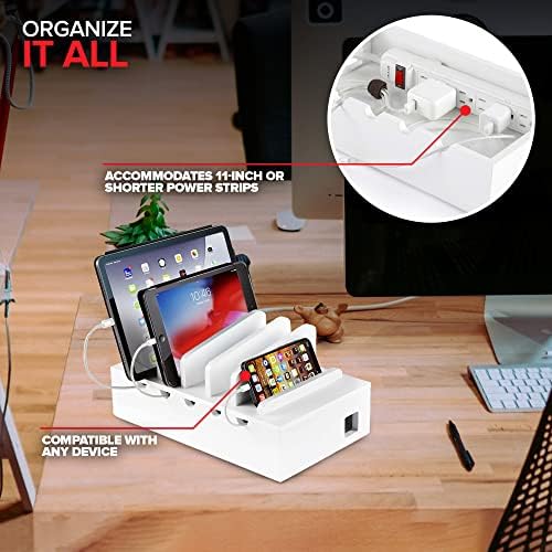Sustainable Bamboo Charging Station: Elegant Multi-Device Dock for i Phones, Androids, Tablets & Laptops – Fast Charging Organizer for a Tidy Workspace and Enhanced Productivity