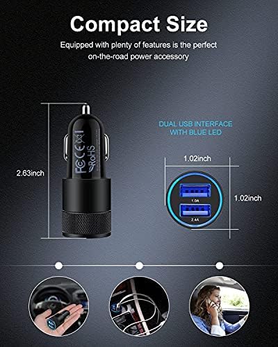 Rapid Charge Dual USB Car Charger Set – 2-Pack, 3.4 A High-Speed Adapter for i Phone 15/14/13/12/11 Pro Max & Samsung Galaxy S23/S22/S21 – Compact Design with Enhanced Safety and Compatibility for Effortless On-the-Go Power Solutions