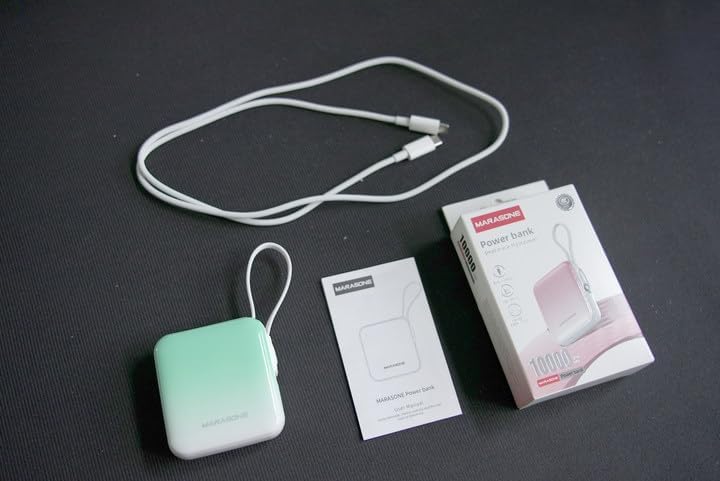 Ultra-Compact 10,000 m Ah Mini Power Bank – Fast Charging 20 W Dual Device Charger with Built-In Cables for i Phone, Samsung, Google & More – Perfect Travel Companion for On-the-Go Power Needs