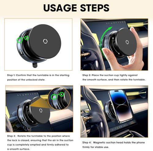 Revolutionize Your Mobile Experience with the 360-Degree Rotating Vacuum Magnetic Suction Phone Mount – Ultimate Gym & Kitchen Companion for All Smartphones with Strong Suction Cup for Any Smooth Surface – Effortless Hands-Free Functionality and Enhanced Durability