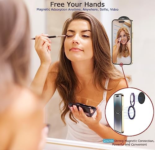 Ultimate Magnetic Phone Ring Holder – Stylish Purple Design for Enhanced Stability & Hands-Free Viewing – Double Adjustable Grip & Stand Compatible with Mag Safe for i Phone & Android – Lightweight, Anti-Fall Accessory for Effortless Handling & Customizable Angles