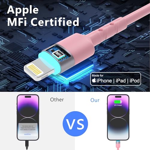 Elevate Your Charging Journey with Opluz Pink Coiled Lightning Cables – 2 Pack, MFi Certified i Phone Car Charger Cords for Fast & Efficient Charging Compatible with i Phone 14/13/12/11 Pro Max/XR/XS/X/8/7 and i Pads – Stylish, Tangle-Free Design Perfect for Car Play Integration and On-the-Go Power!