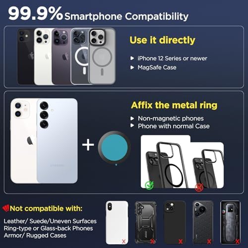 Vacuum Magnetic Phone Holder for Car Suction Cup Phone Mount Adjustable Suction Phone Mount 2026 Upgraded Vacuum Magnetic Phone Stand for All Smartphones White – Enhanced Compatibility and Speed