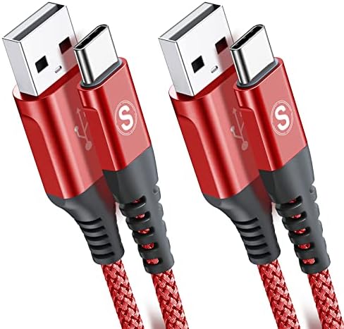 sweguard 3.1 A Fast Charging USB Type C Cable – 2 Pack 6.6 ft Nylon Braided Charger for Samsung Galaxy, LG, Moto, PS5 – Durable, Tangle-Free, High-Speed Data Sync – Ultimate Compatibility and Convenience in Pink