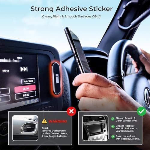 F20 Slim Magnetic Mobile Holder for Car Dashboard, Stick-on Flat Sleek Design, Universal Mobile Holder, Car Mount Cell Phone Holder | for Car, Office & Home (Silver) – Enhanced Compatibility and Speed