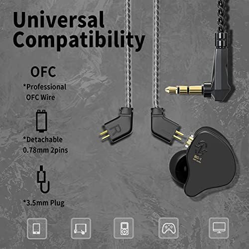 YINYOO KZ ZST Colorful Hybrid In-Ear Earphones – 1 BA + 1 DD Hi-Fi Wired Gaming Headset with Noise Isolation for Superior Audio Clarity – Stylish, Ergonomic Design for Enhanced Comfort and Compatibility