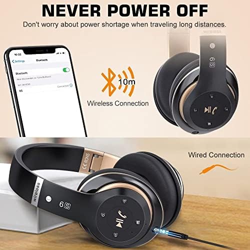 Ultimate Hi-Fi Over-Ear Wireless Bluetooth Headphones – Stylish Black & Gold Design with Built-In Microphone, FM Radio, and Foldable Portability for Superior Comfort and Enhanced Sound Experience
