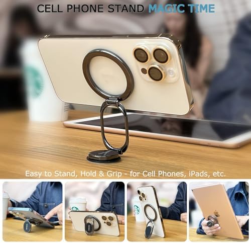Ultimate Magnetic Phone Ring Holder – Stylish Purple Design for Enhanced Stability & Hands-Free Viewing – Double Adjustable Grip & Stand Compatible with Mag Safe for i Phone & Android – Lightweight, Anti-Fall Accessory for Effortless Handling & Customizable Angles