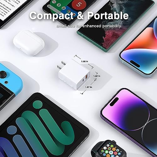 Ultra-Fast Dual USB-C Wall Charger for i Phone 15 – 40 W Power Delivery Adapter, Compact and Foldable Design for On-the-Go Charging, Ideal for i Phone 15/14/13 Pro, i Pad, and More – Maximum Efficiency with Enhanced Safety Features
