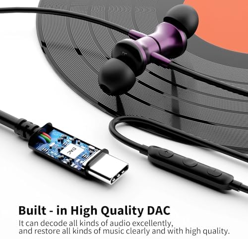 Revolutionary Noise-Canceling USB C Earbuds for i Phone 16 & Galaxy Z Flip Fold 6 – Advanced Wired Headphones Featuring Magnetic In-Ear Design & Integrated Mic for Superior Call Clarity – Universal Compatibility with i Pad, One Plus, Samsung, and Pixel – Exceptional Audio Performance for Music Lovers & Gamers on the Move