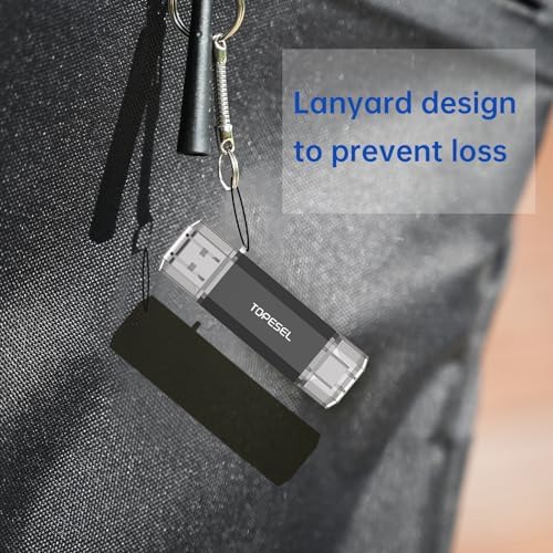 TOPESEL 64 GB Dual Type C USB Flash Drive – High-Speed 2-in-1 Thumb Drive with USB 3.0/3.1 Gen1 Compatibility, LED Indicator, and Portability for Effortless File Sharing Between PCs and Smartphones – Ideal for All Your Data Storage Needs