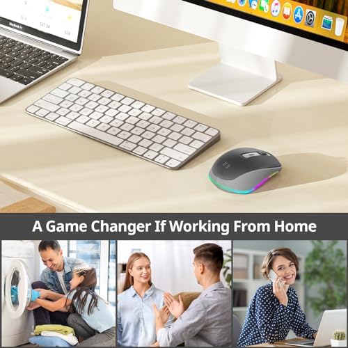 Illuminate Your Workspace with the seenda Light-Up Wireless Mouse Featuring Built-In Jiggler – USB-C & USB Receiver for Mac Book, i Pad, and Windows Devices – Ergonomic Design for Enhanced Comfort and Productivity