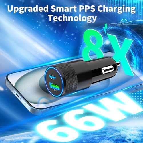 Braveridge 66 W Dual Port USB-C Car Charger for i Phone 16 – MFi Certified Fast Charging with Type-C Braided Cable – Enhanced Compatibility for i Phone 16/16 Pro Max/15/15 Pro/i Pad – Ideal for Road Trips and On-the-Go Power Solutions