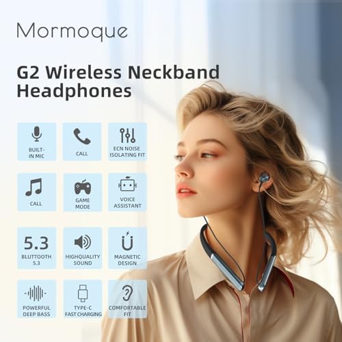 Unleash Your Sound with G2 Wireless Neckband Bluetooth Earbuds – IPX6 Waterproof Magnetic Earphones Offering 36-Hour Playtime, Immersive Hi-Fi Bass, and Zero Latency Gaming Mode for Unmatched Clarity – Perfect for Athletes, Audiophiles, and Effortless Communication Across Devices