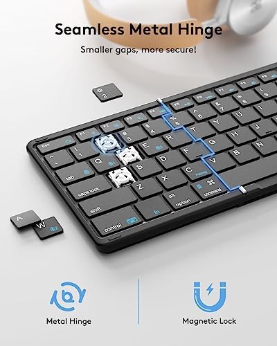 Samsers Portable Foldable Bluetooth Keyboard with Touchpad – Multi-Device Wireless Travel Companion for i OS, Android, Windows & Mac OS – Effortless Workflow with Bluetooth 5.1 and Long Battery Life – Perfect for On-the-Go Professionals