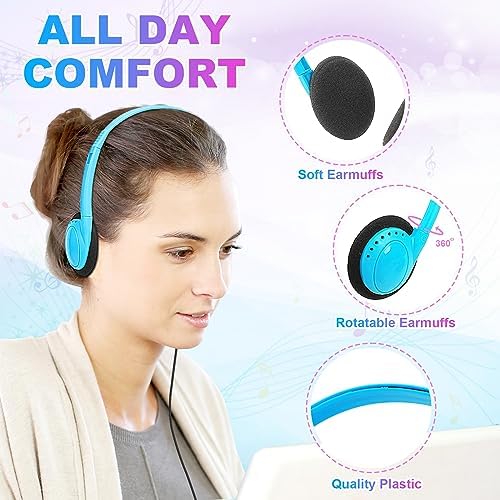 Bulk Classroom Headphones 25 Pack – Premium Durable Wired Earphones for Enhanced Student Learning, Comfortable Fit for Kids and Adults – Superior Sound Quality for Educational Use (HY103, 25 Black)