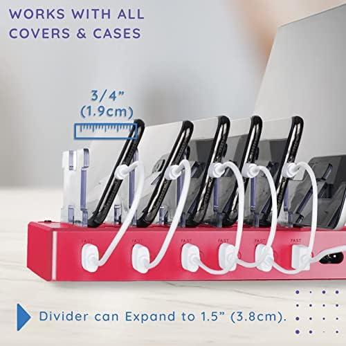 Stylish 6-Port USB Charging Dock in Elegant Pink – High-Speed Multi-Device Charger for i Phone and Android – Smart Technology for Fast, Safe Charging – Ideal for Home, Office, and Travel – Compact, Clutter-Free Design for Effortless Organization and Portability