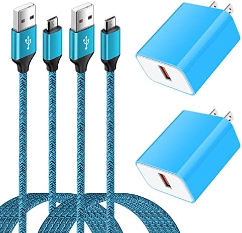 Ultra-Fast 18 W QC3.0 Wall Charger for Android Devices – Rapid Charging Adapter with 6 FT Micro USB Cable, Ideal for Samsung Galaxy, Fire Tablets, PS4, Xbox, and More – Dual Pack for Maximum Efficiency and Compatibility – Lightweight Travel Companion for Everyday Use