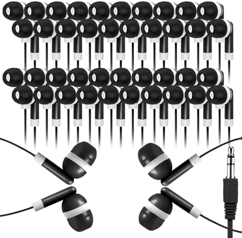 Bulk 100 Pack Classroom Earbuds – Lightweight and Durable Headphones for Enhanced Student Focus, Tangle-Free Design Perfect for Interactive Learning, Compatible with Tablets and Laptops, Ideal Audio Solution for Group Activities and Educational Presentations