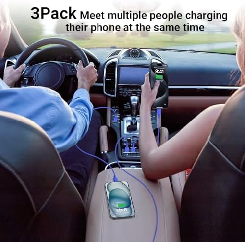 Essri 3-Pack Carplay USB A to C Cable for iPhone 16/15 Pro Max,USB C Car Charger Cable 3FT,Fast Charging Cord Compatible with iPad Pro/Air/Mini, for Apple 16/15 Series,for Samsung,Blue – Enhanced Compatibility and Speed