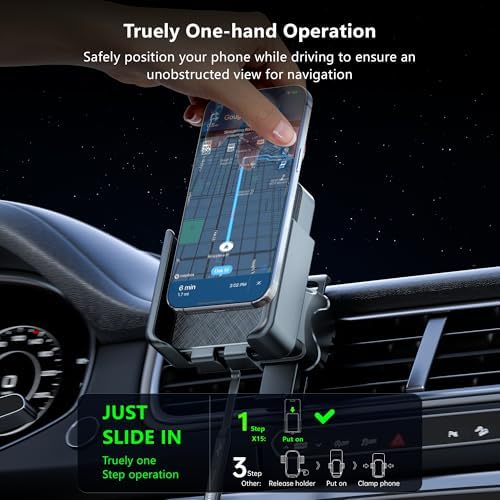 POLMXS Fast Wireless Car Charger Mount – Effortless Cordless Charging Pad for i Phone 11-16 & Samsung S10-S23 Ultra – 360° Rotation, Seamless Installation & Durable Design for Ultimate On-the-Go Convenience