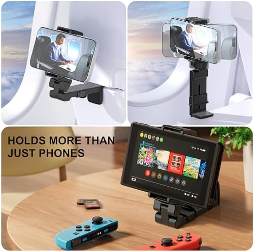 Perilogics 2025 Ergonomic Airplane Phone Holder Mount – Ultimate Travel Companion for Content Creators, Enhanced Stability & Comfort for Long Journeys, Lightweight & Portable Smartphone Stand, Perfect for Travel, Cruises & Desk Use, Smart Tech Accessory for Effortless Entertainment and Communication