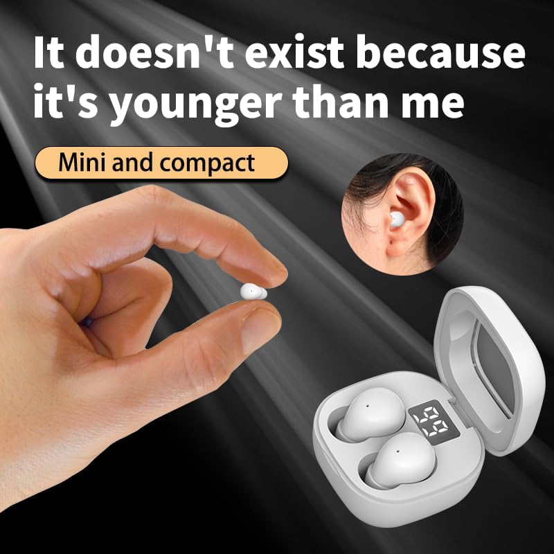 Invisible Mini Bluetooth 5.3 Earbuds for Small Ears – 24-Hour Battery Life, Advanced Noise Cancellation, and Perfectly Crafted for Comfort During Work and Sleep – Seamless Connectivity for an Uninterrupted Listening Experience