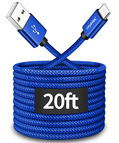 CLEEFUN 20 ft USB Type C Cable – Extra Long Nylon Braided Charger Cord for Fast Charging & Data Transfer, Compatible with Samsung Galaxy Note, LG, Moto, Pixel, Switch & More – Durable & Tangle-Free Design for Ultimate Convenience