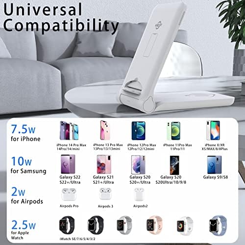 3-in-1 Wireless Charging Hub | Foldable 15 W Fast Charger for i Phone 14/13/12/11/Pro/Max, Air Pods Pro & i Watch | Compact PD 20 W Power Station for Instant Device Recharge | Sleek White Design Perfect for Home & Office Efficiency | Ultimate Compatibility for Modern Tech Users
