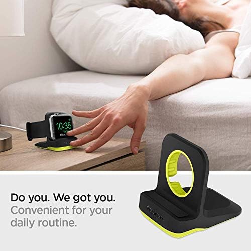 Spigen S350 Apple Watch Charger Stand – Durable TPU Dock with Non-Slip Base for Enhanced Stability and Fast Charging – Compatible with Ultra 2/1, Series 10, SE2, and More – Optimal Charging Solution for All Apple Watch Sizes – Sleek Design for Desk or Nightstand Use