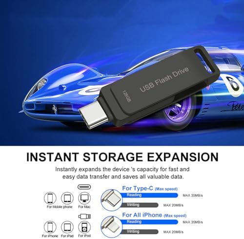 128 GB USB C Flash Drive for i Phone and Android – High-Speed Dual Drive Photo Stick for Effortless File Transfers and Reliable External Storage Solutions – Perfect for Photographers and Professionals