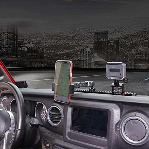 BESTAOO Dash Mount Phone Holder for 2018+ Jeep Wrangler JL & 2020+ Gladiator JT & 2021 Ford Bronco – Innovative Single Ball Design for Picatinny Rail Compatibility, Secure and Adjustable Phone Mount for Enhanced Driving Safety and Convenience
